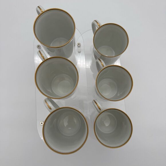 VTG Fitz and Floyd St Nicholas Santa Whisper Set Of 6 Mugs 1978 Gold Candy cane - Picture 6 of 10